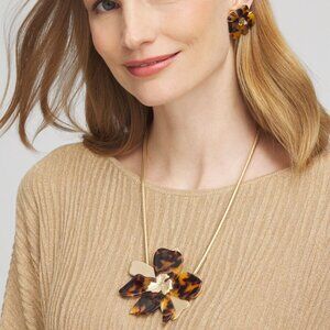 NWOT CHICOS FLOWER NECKLACE EARRINGS AND BRACELET.